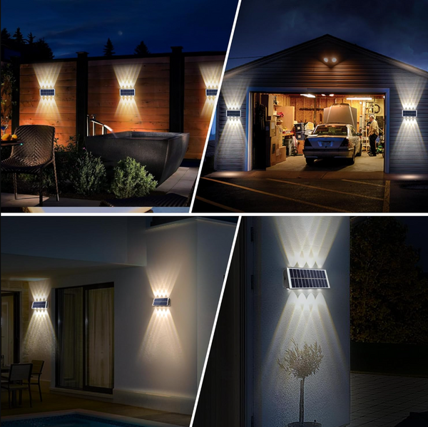 Lámpara solar de pared exterior con 8 LED