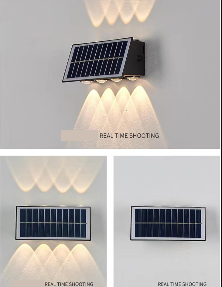 Lámpara solar de pared exterior con 8 LED