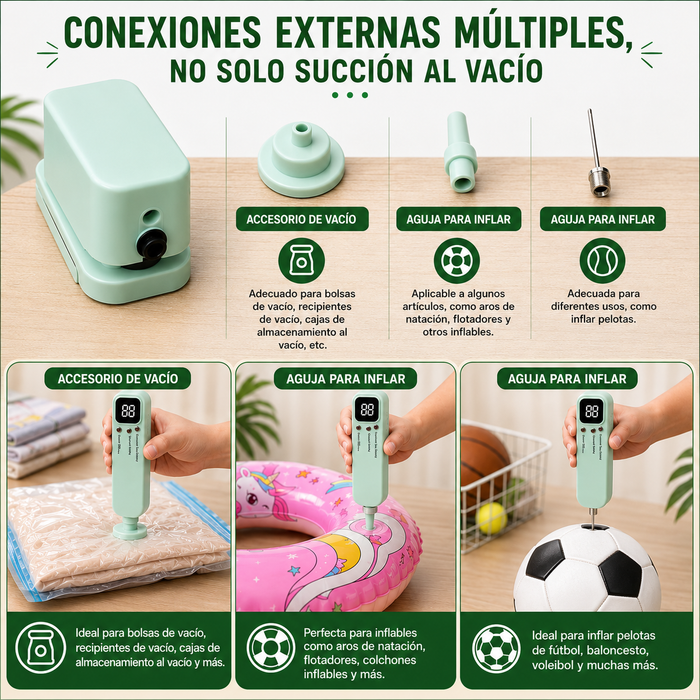 3 en 1: sellado al vacío e inflado